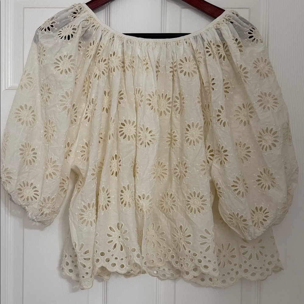 Madewell Cream Eyelet Blouse